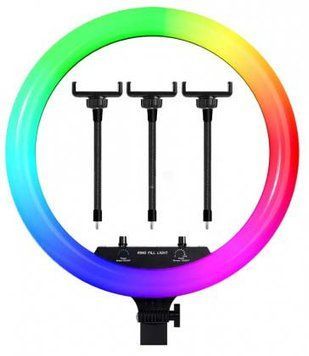 Світлодіодна кільцева лампа для селфі 45 см / Світлодіодна лампа RGB з пультом + сумка (MJ18) 12333 фото
