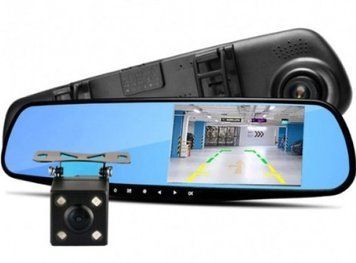 Відеореєстратор &ndash; дзеркало Blaсkbox DVR AK47 з камерою заднього виду ∙ Автомобільний реєстратор на 2 камери Full HD ∙ Режим фото 5 МП ∙ Датчик руху/удару ∙ Нічна зйомка ∙ Мікрофон 13990 фото